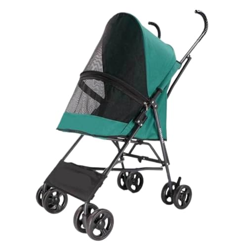 Hundewagen Leichter Multifunktionaler Kinderwagen for Haustiere, Schnellverschluss-Kinderwagen for Hunde Und Katzen, Tragbarer Kinderwagen for Den Außenbereich Kinderwagen Für Haustiere(Green) von DTQBYOY