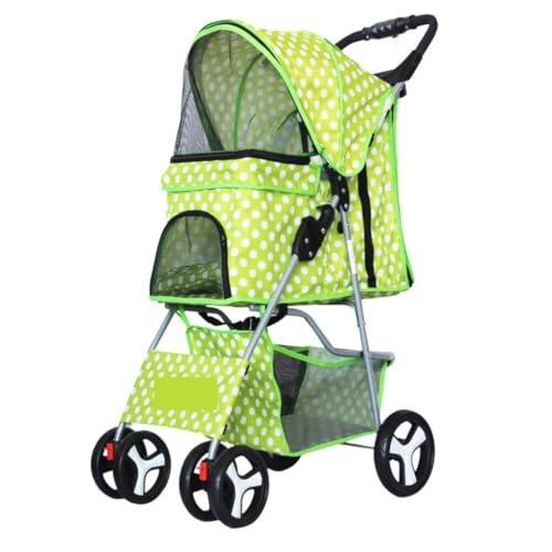 Hundewagen Leichter Zusammenklappbarer Haustier-Kinderwagen for Welpen, Katzen, Hunde, Vierrad-Haustier-Kinderwagen, Hunde-Kinderwagen, Haustierwagen Kinderwagen Für Haustiere(Green) von DTQBYOY