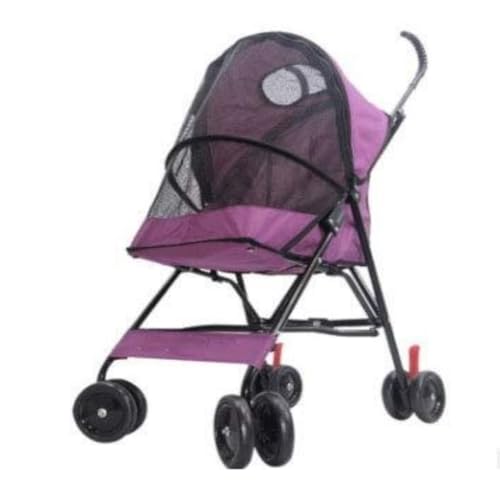 Hundewagen Leichter und atmungsaktiver zusammenklappbarer Haustier-Kinderwagen for Hunde und Katzen, vierrädriger Outdoor-Reise-Haustier-Kinderwagen Kinderwagen Für Haustiere(Pink) von DTQBYOY