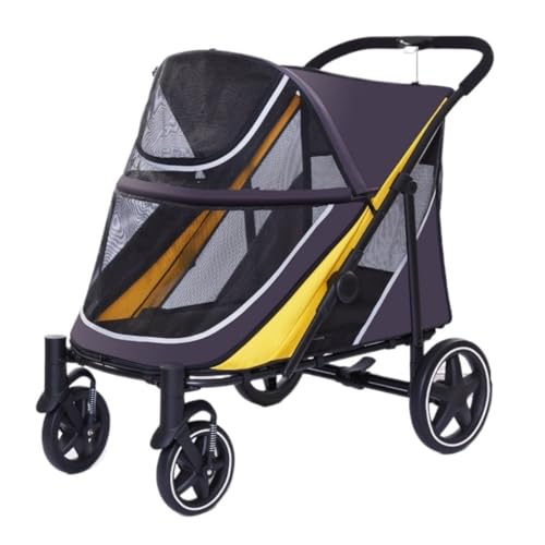 Hundewagen Mittelgroßer Hunde-Kinderwagen, zusammenklappbarer Haustier-Kinderwagen, atmungsaktiver Mesh-Haustier-Kinderwagen, geländegängiger Haustier-Kinderwagen Kinderwagen Für Haustiere(G,Umbrella) von DTQBYOY