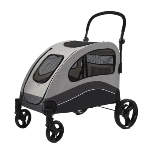 Hundewagen Mittlerer und großer Hunde-Kinderwagen, vierrädriger Haustier-Kinderwagen, Park- und Reise-Haustier-Kinderwagen, zusammenklappbarer Haustier-Kinderwagen Kinderwagen Für Haustiere(G) von DTQBYOY