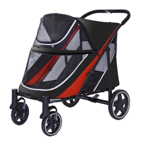 Hundewagen Multifunktionaler Haustier-Kinderwagen for Den Außenbereich, Leicht Und Faltbar, Mehrere Katzen Und Hunde Im Freien Kinderwagen Für Haustiere(Black,B) von DTQBYOY