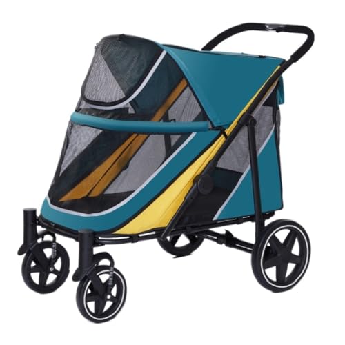 Hundewagen Multifunktionaler Haustier-Kinderwagen for Den Außenbereich, Leicht Und Faltbar, Mehrere Katzen Und Hunde Im Freien Kinderwagen Für Haustiere(Green,A) von DTQBYOY