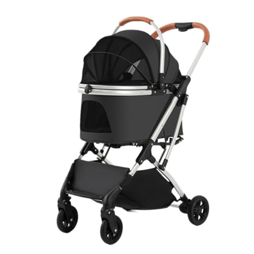 Hundewagen Multifunktionaler Haustier-Kinderwagen for Mittelgroße Und Große Hunde, Outdoor-Reise-Hundewagen, Tragbar Und Faltbar Kinderwagen Für Haustiere(Black) von DTQBYOY