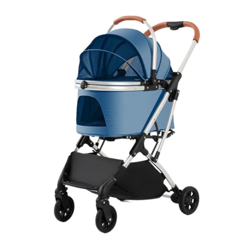 Hundewagen Multifunktionaler Haustier-Kinderwagen for Mittelgroße Und Große Hunde, Outdoor-Reise-Hundewagen, Tragbar Und Faltbar Kinderwagen Für Haustiere(Blue) von DTQBYOY