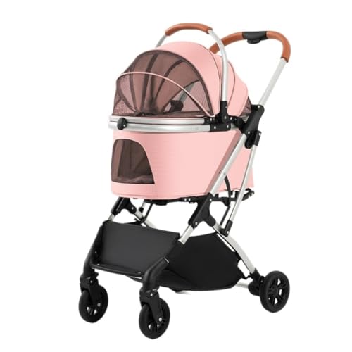 Hundewagen Multifunktionaler Haustier-Kinderwagen for Mittelgroße Und Große Hunde, Outdoor-Reise-Hundewagen, Tragbar Und Faltbar Kinderwagen Für Haustiere(Pink) von DTQBYOY