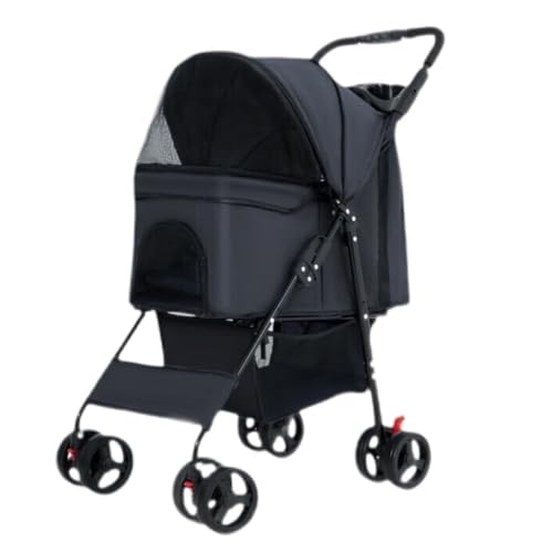 Hundewagen Multifunktions-Kinderwagen for Haustiere. Mehrzweck-Kinderwagen for Haustiere. Praktischer Und Bequemer Mehrzweck-Kinderwagen for Haustiere Kinderwagen Für Haustiere(Black) von DTQBYOY