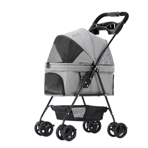 Hundewagen Outdoor-Haustier-Kinderwagen, Leichter Zusammenklappbarer Haustier-Kinderwagen, Katzen- Und Hunde-Vierrad-Kinderwagen, Haustier-Kinderwagen Kinderwagen Für Haustiere(G) von DTQBYOY