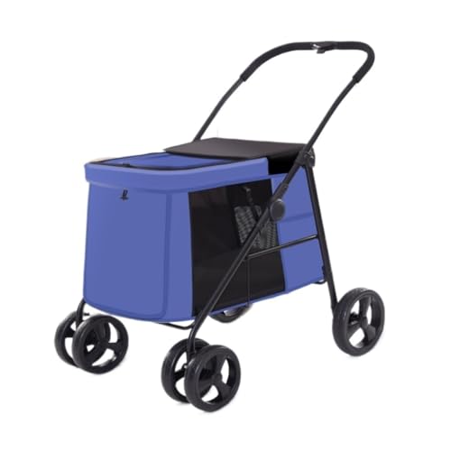 Hundewagen Outdoor-Kinderwagen for Haustiere, Universeller Kinderwagen for Große Hunde Und Katzen, Faltbarer Tragbarer Kinderwagen, Hundewagen Kinderwagen Für Haustiere(Blue) von DTQBYOY