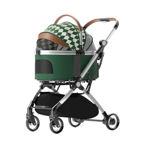 Hundewagen Pet Bringt Tragbaren, Zusammenklappbaren, Abnehmbaren Haustier-Kinderwagen Auf Den Markt, Luxuriösen Vierrädrigen Outdoor-Reisewagen for Hunde Und Katzen Kinderwagen Für Haustiere(Green) von DTQBYOY