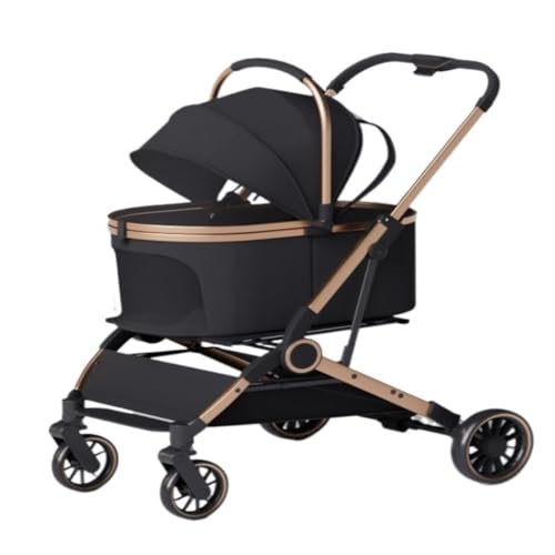 Hundewagen Praktischer Kinderwagen for Haustiere, Leicht, Faltbar Und Abnehmbar, Kleiner Kinderwagen for Katzen Und Hunde for Ausflüge Kinderwagen Für Haustiere(Black) von DTQBYOY