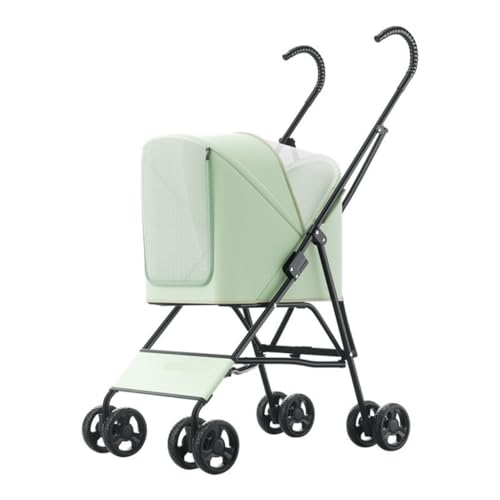 Hundewagen Zusammenklappbarer Haustier-Kinderwagen for Gassigehen Mit Hunden Und Katzen Beim Ausgehen, Kleiner Haustier-Kinderwagen, All-in-One, Schnelles Sammeln Kinderwagen Für Haustiere(Green) von DTQBYOY