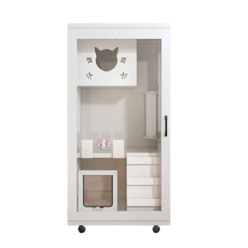 Katzenhaus Indoor Katzenschrank Villa Käfig Cattery Schrank Katzennest Innenraum Katzentoilette Katzenvilla Zuhause Innennest Katze Katzenkäfig(White) von DTQBYOY