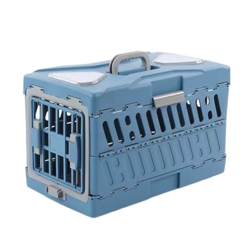 Katzentasche Haustier-Luftbox, Faltbare Luftbox, Tragbare Reise, Katze, Hund, Katzenkäfig, Karierte Box for Kleine Hunde, Auto-Katzentasche Haustierkäfig(Blue) von DTQBYOY