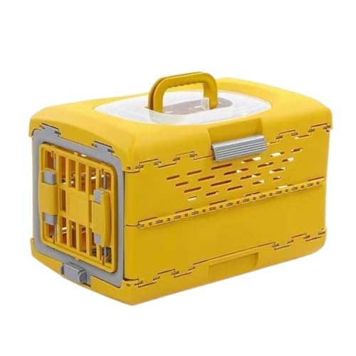 Katzentasche Haustier-Luftbox, Faltbare Luftbox, Tragbare Reise, Katze, Hund, Katzenkäfig, Karierte Box for Kleine Hunde, Auto-Katzentasche Haustierkäfig(Yellow) von DTQBYOY