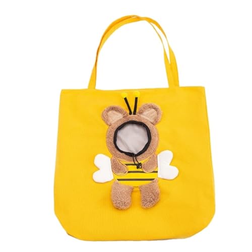 Katzentasche Haustiertasche, Kleine Biene, Segeltuchtasche Mit Sichtbarem Kopf, Katzentasche, Umhängetasche, Tragbare Ausgangstasche, Katzenrucksack Haustierkäfig(Yellow,B) von DTQBYOY