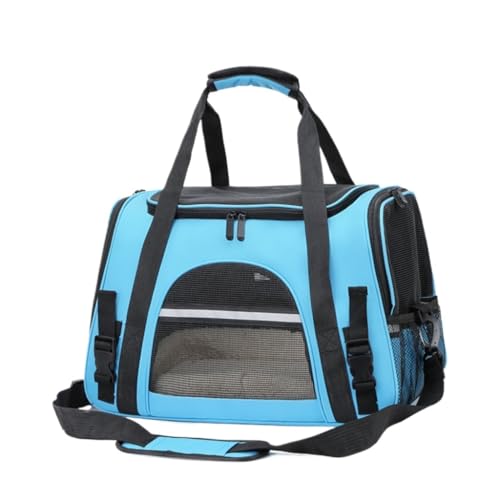 Katzentasche Modische Faltbare, Atmungsaktive Und Leichte Katzentasche, Haustier-Reisehandtasche, Tragbare Haustier-Reisetasche Haustierkäfig(Blue) von DTQBYOY