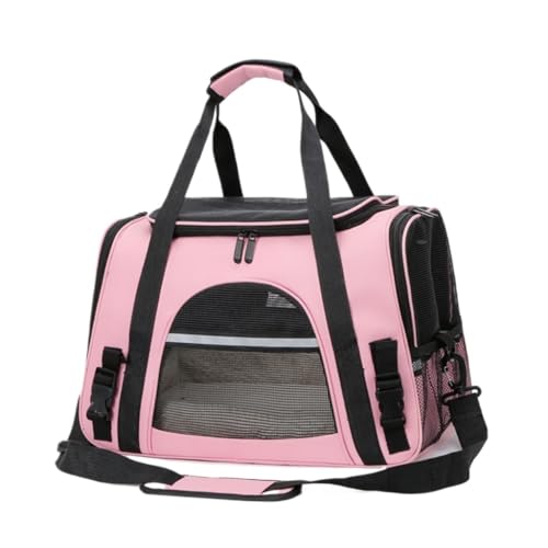 Katzentasche Modische Faltbare, Atmungsaktive Und Leichte Katzentasche, Haustier-Reisehandtasche, Tragbare Haustier-Reisetasche Haustierkäfig(Pink) von DTQBYOY