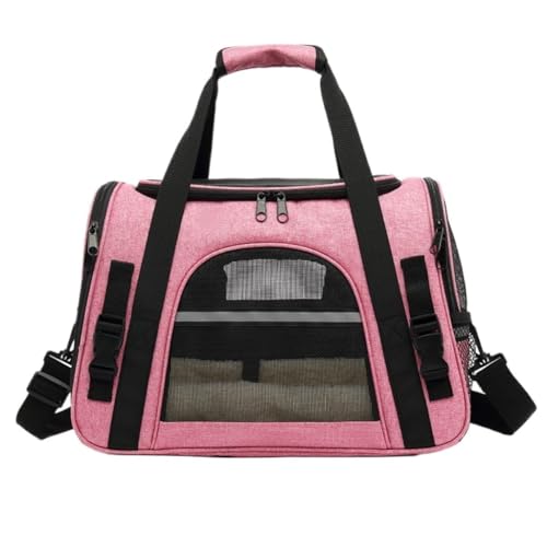 Katzentasche Multifunktionale Katzentasche, Tragbare Haustiertasche, Atmungsaktive Hundetasche, Reise-Katzentasche Aus Oxford-Stoff, Tragbarer Rucksack Haustierkäfig(Pink) von DTQBYOY