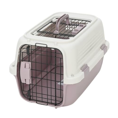 Katzentasche Pet Air Box Mit Oberlicht Pet Checked Box Ausflug Tragbare Box Katze Käfig Hund Auto Transport Box Air Box Haustierkäfig(Purple,B) von DTQBYOY