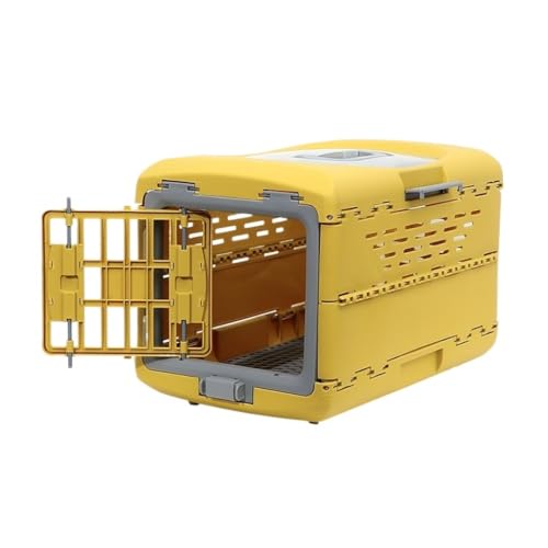 Katzentasche Pet Airline Box, Faltbare Tragbare Katzenautotasche, Tragbarer Käfig for Hundereisen, Neues Haustiernest for Den Außenhandel Haustierkäfig(Yellow) von DTQBYOY