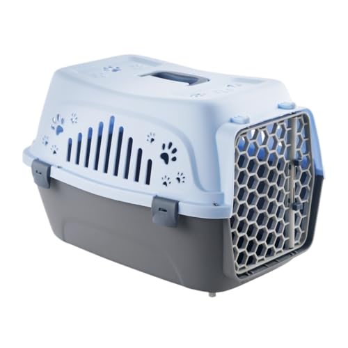 Katzentasche Pet Airline Box Tragbare Pet Airline Box Hund Katze Hand Check-in Box Mit Pedal Transport Box Kaninchen Käfig Haustierkäfig(Blue) von DTQBYOY