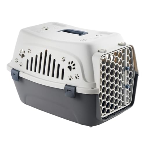 Katzentasche Pet Airline Box Tragbare Pet Airline Box Hund Katze Hand Check-in Box Mit Pedal Transport Box Kaninchen Käfig Haustierkäfig(White) von DTQBYOY