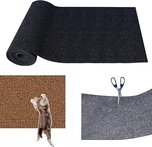 Cathpetic Kratzmatte Selbstkleben 40×100cm,Kratzpads Für Katzen,Kratzmatte Katze Sofa,Katzen Wand,DIY Climbing Cat Scratcher(Black,30x100CM) von DTREEL