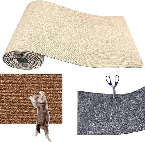 Cathpetic Kratzmatte Selbstkleben 60×100cm,Kratzpads Für Katzen,Kratzmatte Katze Sofa,Katzen Wand,DIY Climbing Cat Scratcher(Beige,40x100CM) von DTREEL