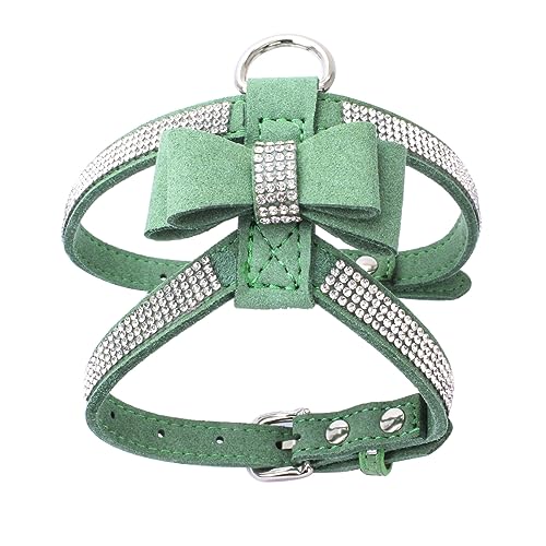 Eingelegtes Strass-Haustiergeschirr, Strass-Schleife, Kleines Und Mittelgroßes Hunde- Und Katzengeschirr, Verstellbares Hundegeschirr, Langlebiges Hundegeschirr Aus PU-Leder,dunkelgrün,L Eingelegtes Strass-Haustiergeschirr, Strass-Schleife, Kleines Und Mittelgroßes Hunde- Und Katzengeschirr, Verstellbares Hundegeschirr, Langlebiges Hundegeschirr Aus PU-Leder,dunkelgrün,L von DTREEL