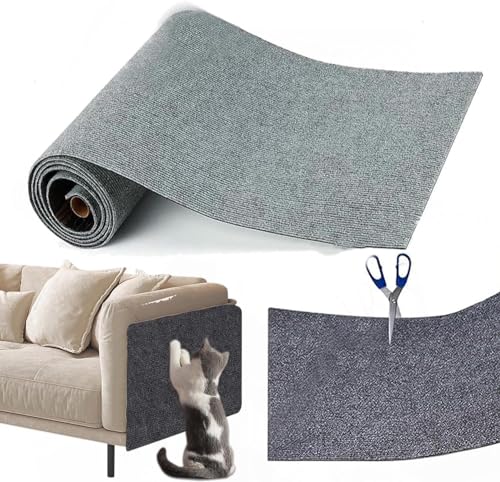 Kratzmatte Für Katzen 30×100cm, Selbstklebend Kratzteppich Katze Wand, Kletter-Katzenkratzer, DIY Climbing Cat Scratcher - Kratzschutz Katzenkratzmatte Für Schützt Teppiche Sofa Möbelschutz(Light grey von DTREEL