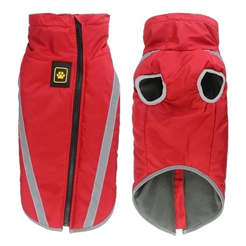Winter Verdickte Und Warme Jacke Für Große Hunde, Wind- Und wasserdichte Outdoor-Hundejacke, Reflektierende Fleece-warme Haustierjacke,Rot,XL Winter Verdickte Und Warme Jacke Für Große Hunde, Wind- Und wasserdichte Outdoor-Hundejacke, Reflektierende Fleece-warme Haustierjacke,Rot,XL von DTREEL