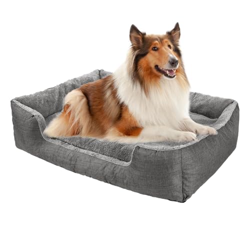 DTXDTech Hundebetten für große Hunde, 100 x 80 cm, großes Hundebett mit rutschfester Unterseite, rechteckiges Haustierbett mit wasserdichter Beschichtung, maschinenwaschbar, dicke, gemütliche von DTXDTech