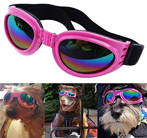 DUBENS Hundebrille Sonnenbrille Wasserdichten Schutz Sun-Brille, UV-Schutz Fashion Eyewear Goggles Schutzbrille Hundebrillen Sonnenschutz Brillen Für Haustier Hunde Dog (Rosa) von DUBENS