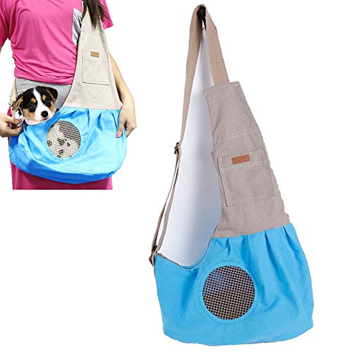 DUBENS Hundetasche Outdoor Reise Single Schultertasche Sling, Atmungsaktiv Netz Baumwolle Haustier Transporttasche Rucksäck Hundetasche Pet Tragetasche für kleine Hunde und Katzen bis ca. 4kg von DUBENS