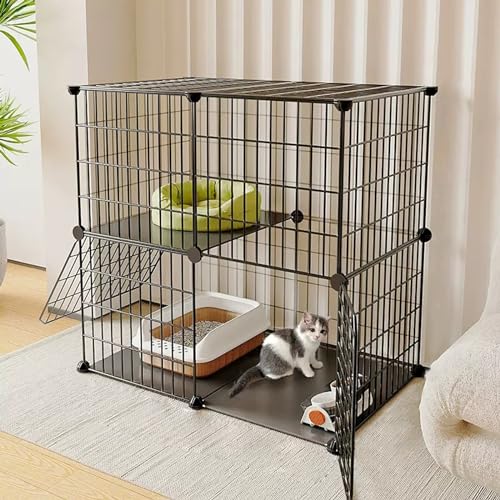 Großer abnehmbarer Katzenkäfig Laufstall für Innen Innen mit Tablett/Rädern/Hängematte, Innen-Catio-Außen-Katzengehege, Käfige, Hausbalkon, Katzenlaufstall for Critter Nation Cage von DUBTEDHOU