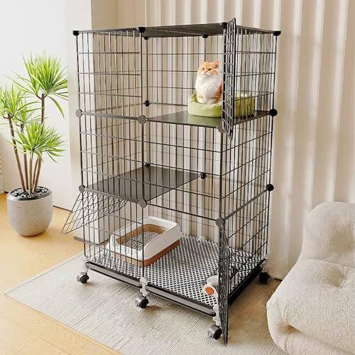 Großer abnehmbarer Katzenkäfig Laufstall für Innen Innen mit Tablett/Rädern/Hängematte, Innen-Catio-Außen-Katzengehege, Käfige, Hausbalkon, Katzenlaufstall for Critter Nation Cage von DUBTEDHOU