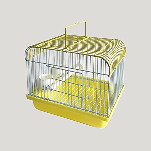 Kleiner tragbarer Vogelkäfig Reisebox, for Vögel und Kleintiere Vogeltransportbox mit Sitzstange und Futternäpfen Tragbarer Vogelreisekäfig Leichtes, atmungsaktives Heimtierzubehör(Yellow) von DUBTEDHOU