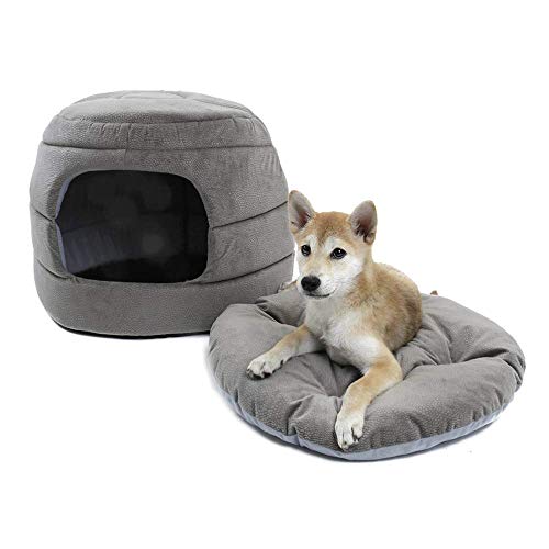 DUCHEN Hundebett 2 In 1 Hundehausbett Haustier Hundesofabett Mit Abnehmbarem Kissen,Waschbares Weiches Korb Höhlenbett für Hunde und Katze von DUCHEN