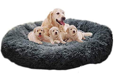 DUCHEN Weiches Hundebett kuscheliges Haustierbett Korb Donut Hundehöhle Kuschelkissen Warme Bequeme Hundesofa für Mittelgroße und Große Hunde 4XL-120cm von DUCHEN