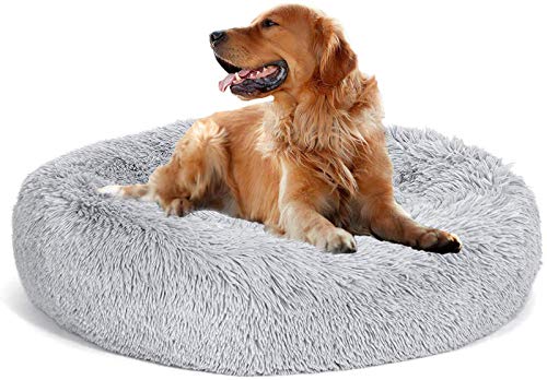 DUCHEN Weiches Hundebett kuscheliges Haustierbett Korb Donut Hundehöhle Kuschelkissen Warme Bequeme Hundesofa für Mittelgroße und Große Hunde M-70cm von DUCHEN