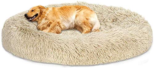 DUCHEN Weiches Hundebett kuscheliges Haustierbett Korb Donut Hundehöhle Kuschelkissen Warme Bequeme Hundesofa für Mittelgroße und Große Hunde XL-90cm von DUCHEN