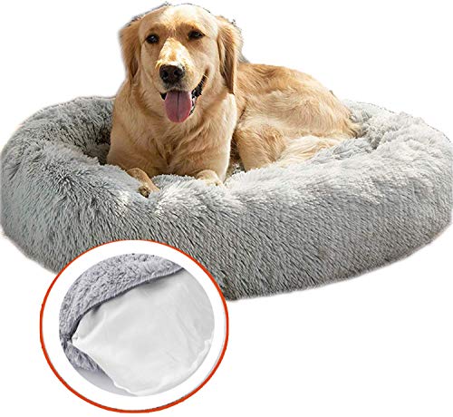 Deluxe Runden Hunde Bett Haustier Nest für Hunde und Katzen, mit Reißverschluss Weiches Donut Hundekissen,Flauschig Hundebett rutschfeste Unterseite von DUCHEN