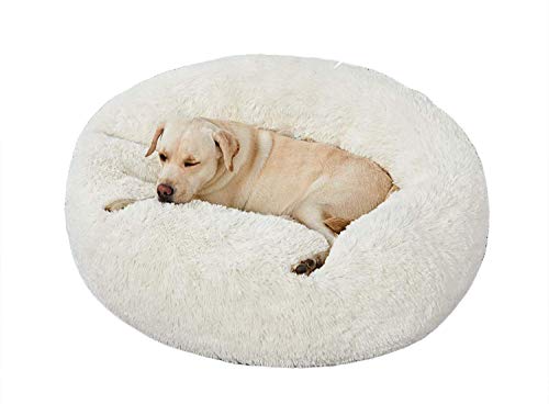 Extra großes Rundes Weiches Waschbares Hundebett mit Kissen, Deluxe Hundekorb Kissen Donutkorb Großes Haustierbett,Bequemes Hunde Sofa von DUCHEN