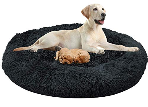 Extra großes Rundes Weiches Waschbares Hundebett mit Kissen, Deluxe Hundekorb Kissen Donutkorb Großes Haustierbett,Bequemes Hunde Sofa von DUCHEN