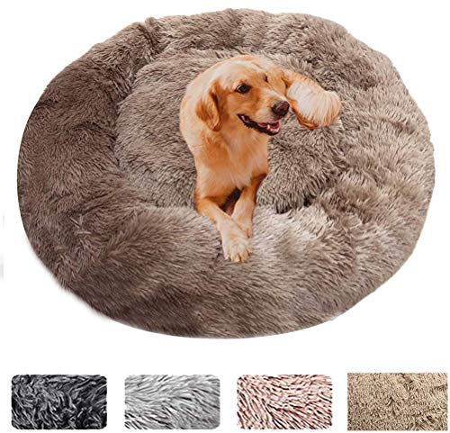 Kuscheliges Hundebett Deluxe weich Haustierbett Warmes Hunde Sofa Rundes Plüsch Hundekissen Katzenbett in Doughnut-Form für mittelgroße,große Hunde von DUCHEN