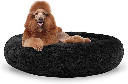 Premium Hundebett waschbar Hundekorb Plüsch Hundekissen Cuddler Donut Katzenhöhlen Zwinger mit wasserdichter Unterseite, weiches Hundesofa für große, mittelgroße Hunde von DUCHEN