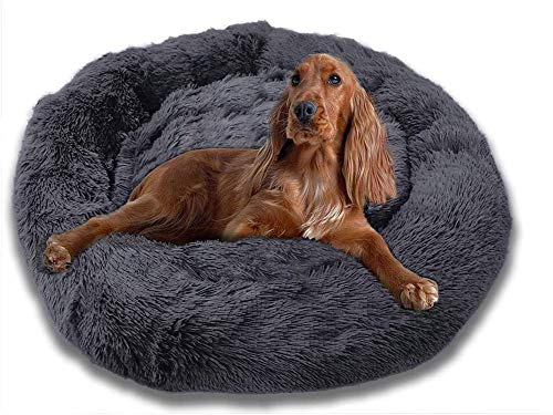 Premium Hundebett waschbar Hundekorb Plüsch Hundekissen Cuddler Donut Katzenhöhlen Zwinger mit wasserdichter Unterseite, weiches Hundesofa für große, mittelgroße Hunde von DUCHEN