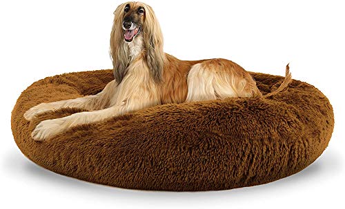 Premium Hundebett waschbar Hundekorb Plüsch Hundekissen Cuddler Donut Katzenhöhlen Zwinger mit wasserdichter Unterseite, weiches Hundesofa für große, mittelgroße Hunde von DUCHEN