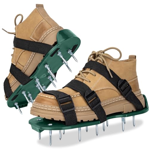 Rasen Belüfter Schuhe für Gras, Gras Belüftung Schuhe mit Heavy Duty Spike Belüftung Sandalen verstellbaren Riemen Spike Belüfter Schuhe Boden Hof Belüfter Werkzeug für Hof Patio Rasen Garten von DUCHIFAD